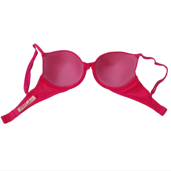 VICTORIA'S SECRET PINK Demi Bra 32D Lighty Lined Hot Pink - Picture 3 of 6